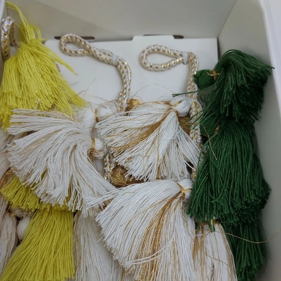 Opalhouse Tassle Ornament - Set 6 piece Olive Green, Yellow, Gold, White - Picture 2 of 5